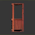 Red Wooden Two Tier Storage Cabinet With Open Shelf Lattice Door And Metal Accents