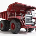 Red Heavy Duty Functional Dump Truck With Large Tires Metal Railings And Ladder