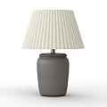 Table Lamp With Gray Ceramic Base And Beige Pleated Fabric Shade 3d model