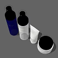 Luxury Perfume and Cosmetics with Blue White Bottles Cream Jars and Pump Dispensers