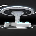 Modern Futuristic Circular Structure With Curved Design Ring Lighting White Lines Dark Background 3d model