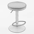 Modern Round Stool With Wooden Seat And White Metal Frame Including Circular Footrest Design