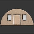 Beige Outdoor Tent With Textured Fabric Semicircular Structure Two Windows And Door 3d model