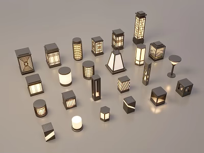 Various Decorative Outdoor Lights With Multiple Designs And Different Shapes For Outdoor Use 3d model