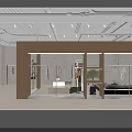 Modern Clothing Store Interior With Mannequins Sofa Racks And Decorative Plants