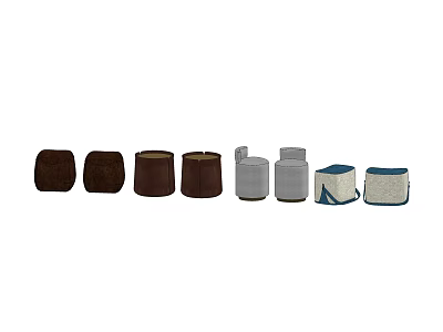 Various Colored Stools in Different Materials for Home Seating and Decor 3d model