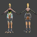 Detailed 3D Character Creature Design With Mechanical Biological Features And Model Details