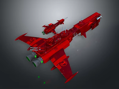Red Sci Fi Spaceship And Fighter Jet With Futuristic Design And Detailed Features 3d model