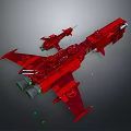 Red Sci Fi Spaceship And Fighter Jet With Futuristic Design And Detailed Features