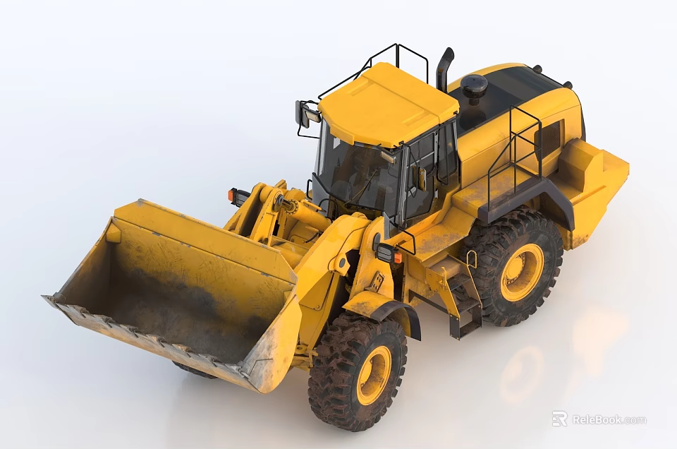 Yellow Heavy Duty Functional Loader With Large Bucket And Rugged Tires 3d model 