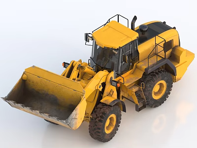 Yellow Heavy Duty Functional Loader With Large Bucket And Rugged Tires 3d model