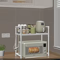 Kitchen Shelf with Microwave Storage and Spices Holder in Modern Kitchen Counter