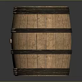 Vintage Wooden Barrel Decorative Ornament Set With Black Metal Hoops And Rustic Design
