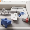 Modern sofa coffee table combination 3d model