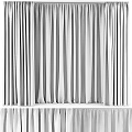 Black And White Double Layer Curtains For Home Window Interior Design 3d model