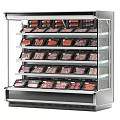 Commercial Display Freezer With Glass Door And Multiple Shelves For Meat Storage