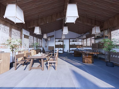 New Chinese Tea Restaurant Tooling Dining Space Tea Restaurant 3d model