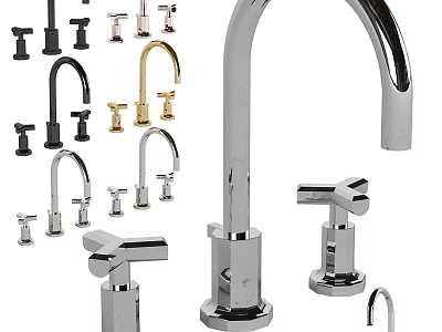 Various Styles and Colors of Modern Bathroom and Kitchen Faucets Design 3d model