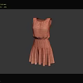 Elegant Stylish Peach Sleeveless Dress With Round Neck And Layered Skirt