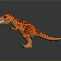 Orange Tyrannosaurus Rex Dinosaur Figure With Red Stripes Standing Pose Sharp Teeth Claws