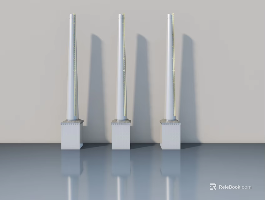 Three White Flush Doors With Slim Handles And White Frames On Light Wall Smooth Floor 3d model