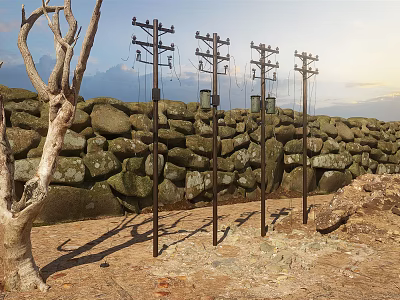 modern telegraph pole 3d model