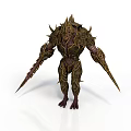 Armored Mythical Creature With Spiked Exoskeleton And Clawed Limbs In Standing Pose 3d model