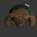 Cute Brown Stuffed Teddy Bear Wearing Green Overalls With Chest Badge