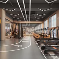 Modern Gym Interior Design With Treadmills Fitness Equipment Contemporary Lighting And Spacious Layout