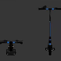 Two Electric Scooters Folded And Unfolded Black Blue Design With Wheels And Deck
