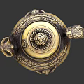 Classical Brass Teapot With Intricate Carved Patterns Decorative Handle And Lid Finial
