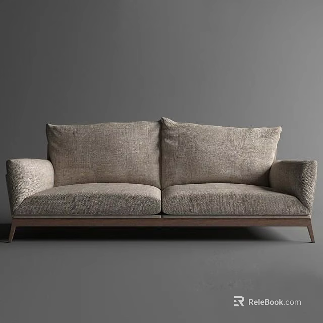 Modern Minimalist Two Seater Sofa With Fabric Upholstery And Wooden Legs 3d model 