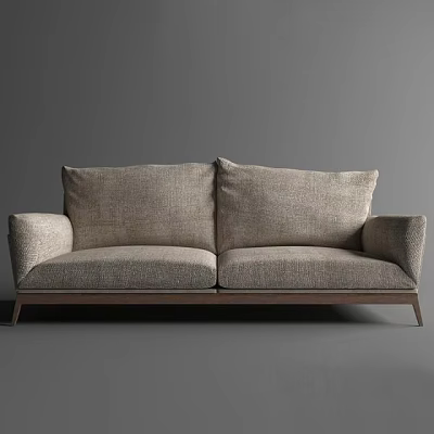 Modern Minimalist Two Seater Sofa With Fabric Upholstery And Wooden Legs 3d model