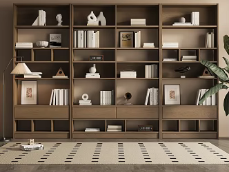 Middle Ancient Style Quiet Wind Bookcase 3d model