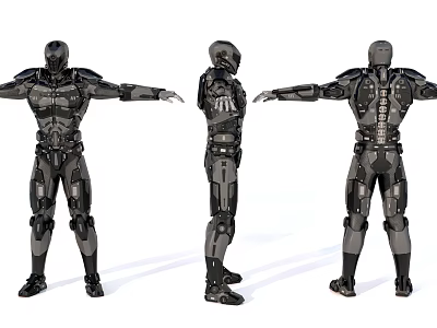 Futuristic Game Movie Character in Mechanical Armor with Full Body Design from Multiple Angles 3d model