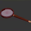 Classic Magnifying Glass With Red Wooden Handle Blue Lens And Gold Accents