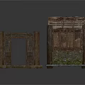 Traditional Wooden Door Frames With Carved Lattice And Dark Brown Vintage Worn Design
