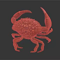Brown Crab With Yellow Spots And Large Claws Isolated On Dark Background