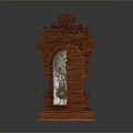 Vintage Carved Wooden Mantel Clock With Classic Design And Glass Panel