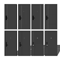 Black Security Doors Featuring Various Modern Designs And Metal Panel Styles 3d model