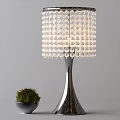Modern Beaded Table Lamp With Silver Base And Small Green Plant Decor 3d model