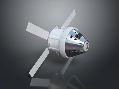 Spacecraft Module Design With Solar Panels White Body And Reflective Surface 3d model