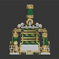 Steampunk Mechanical Structure With Gold Accents Green Elements And Decorative Pipes 3d model