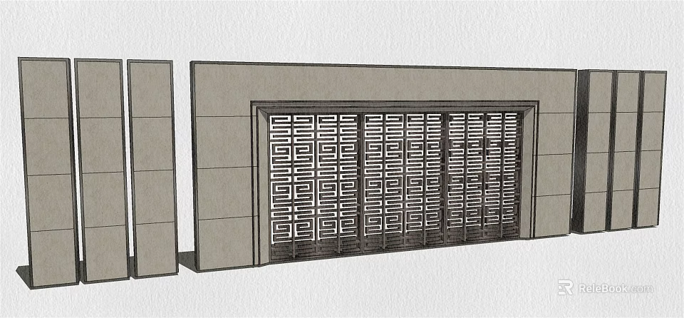 Modern Feature Wall Design With Geometric Lattice Pattern And Symmetrical Structure 3d model