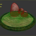 Wooden Circular Base With Mossy Stone Rocks And Natural Wave Texture 3d model