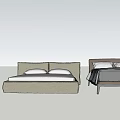 Two Modern Double Beds With Gray Frame And Black Bedding In Bedroom 3d model