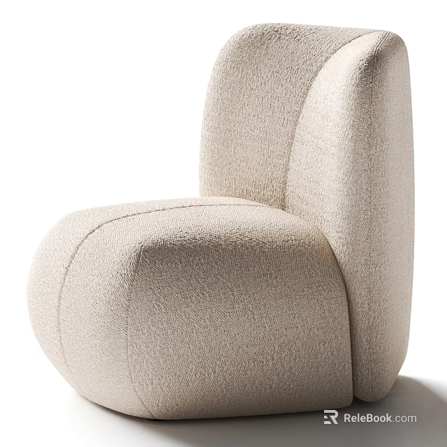 Modern Single Sofa With Plush Beige Fabric And Curved Comfortable Design 3d model 