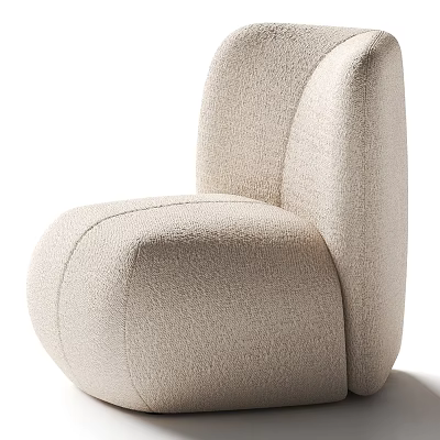 Modern Single Sofa With Plush Beige Fabric And Curved Comfortable Design 3d model