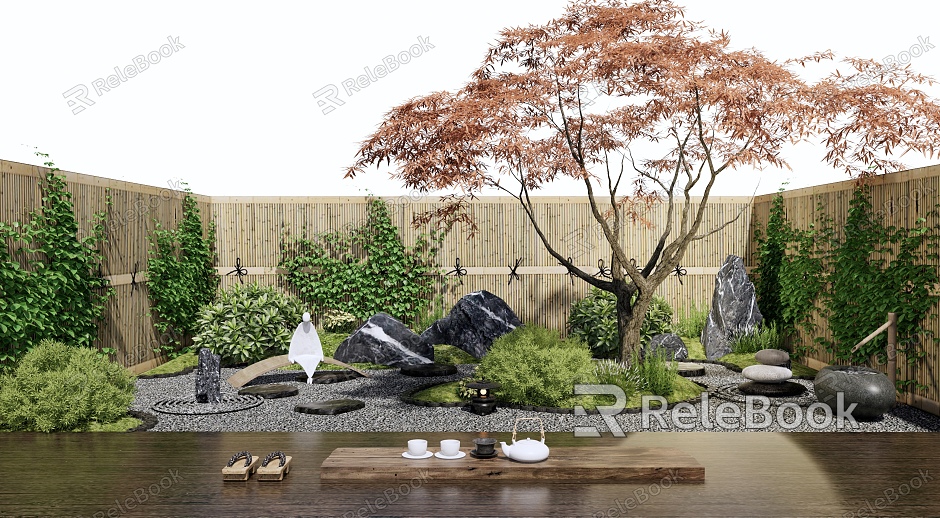 Japanese-style Courtyard Dead Rock Courtyard Landscape model