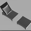 Stylish Outdoor Sofa with White Cushion and Wicker Side Table Design 3d model